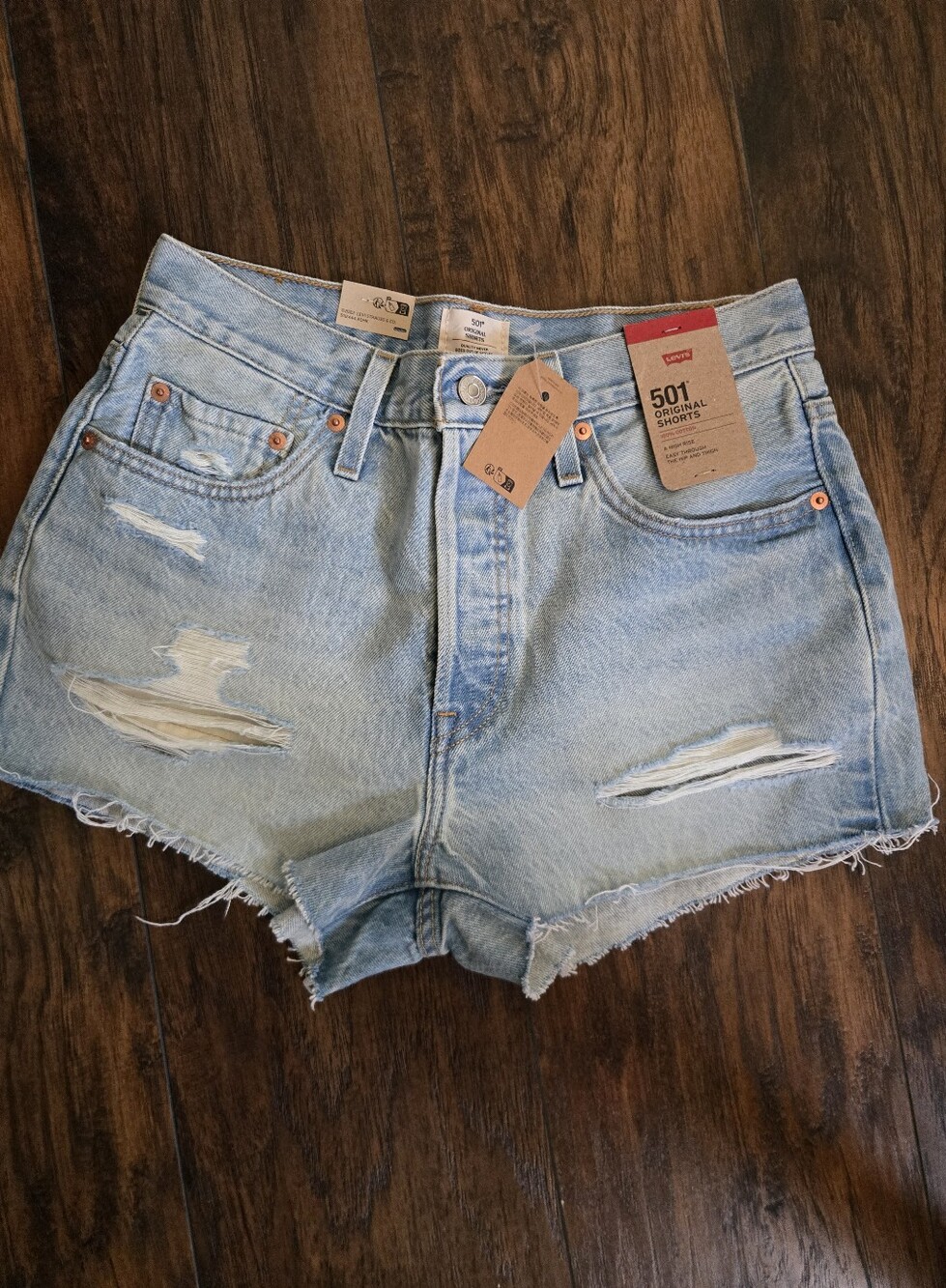 Levi's Light Wash Distressed 501 Women's Jean Shorts